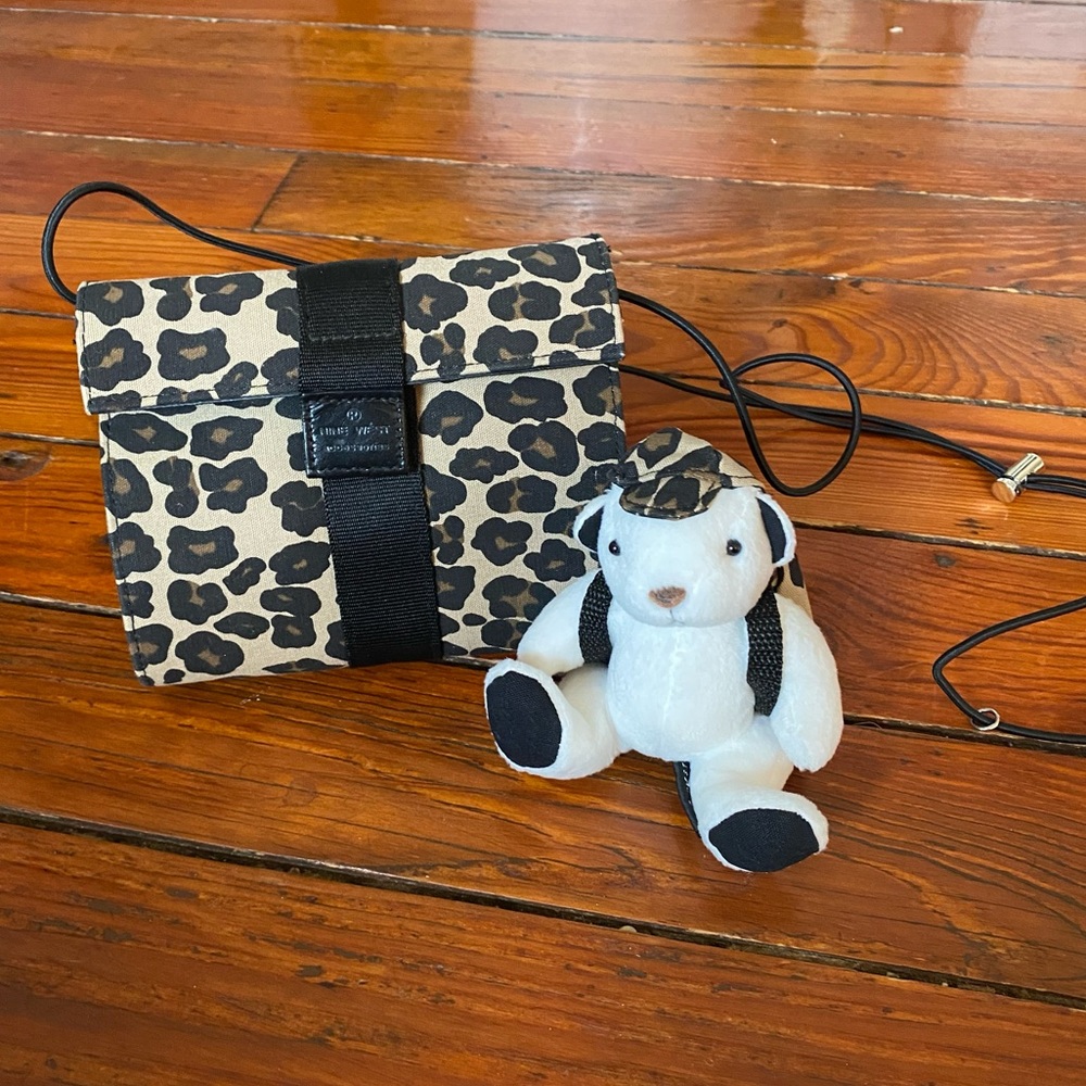 90’s Nine West Leopard Print Mini Purse w/ Bear Backpack Keychain